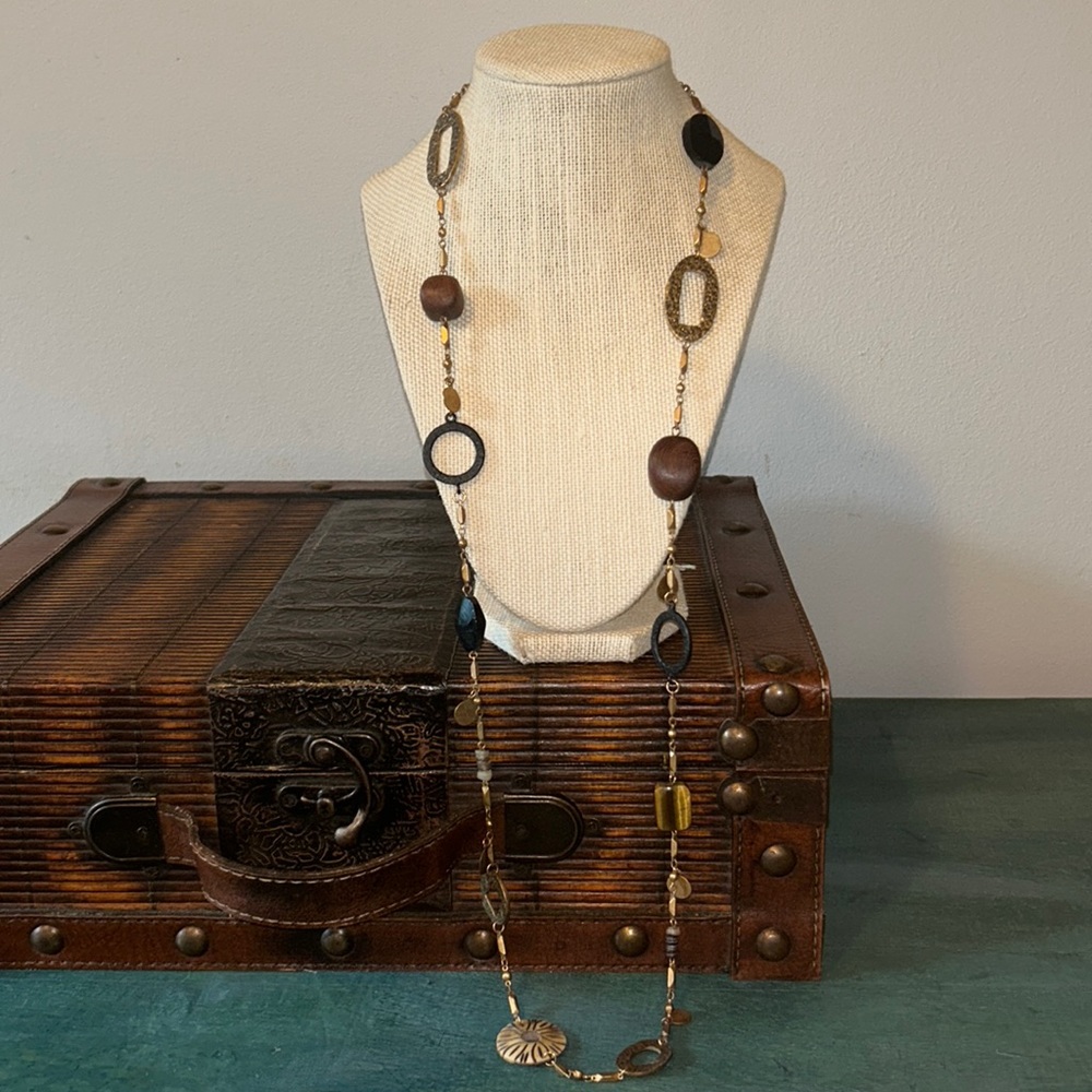 Chico’s Brass and Beaded Necklace